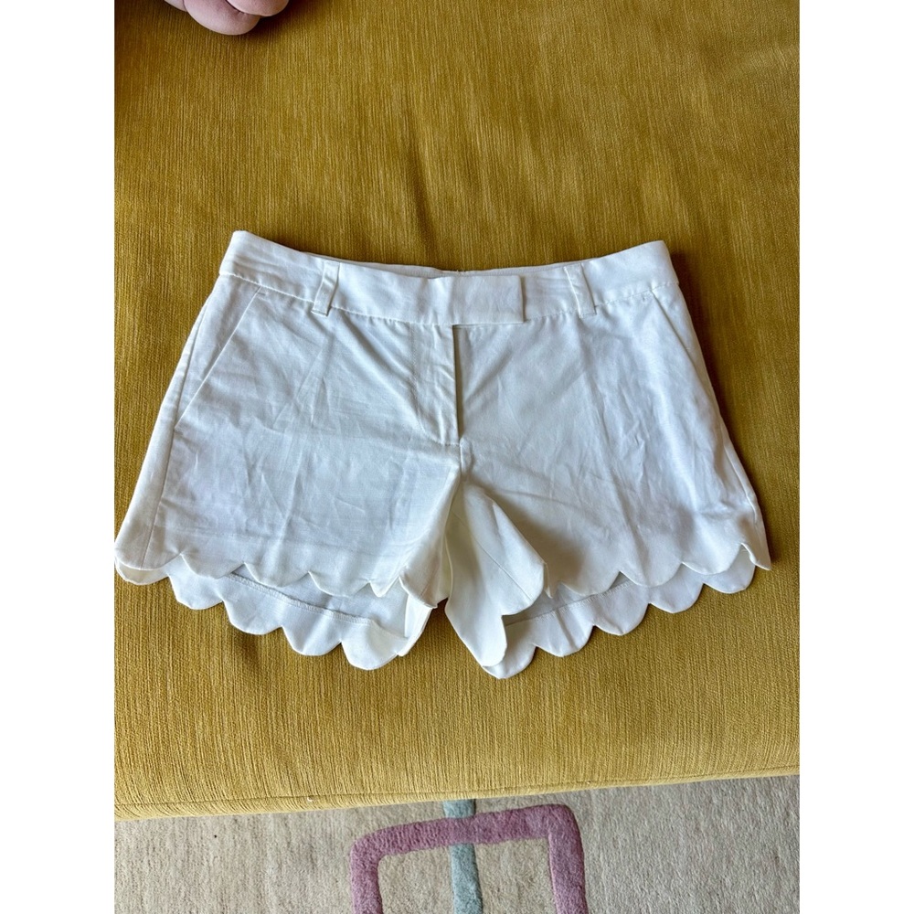 J. Crew White Scalloped Shorts